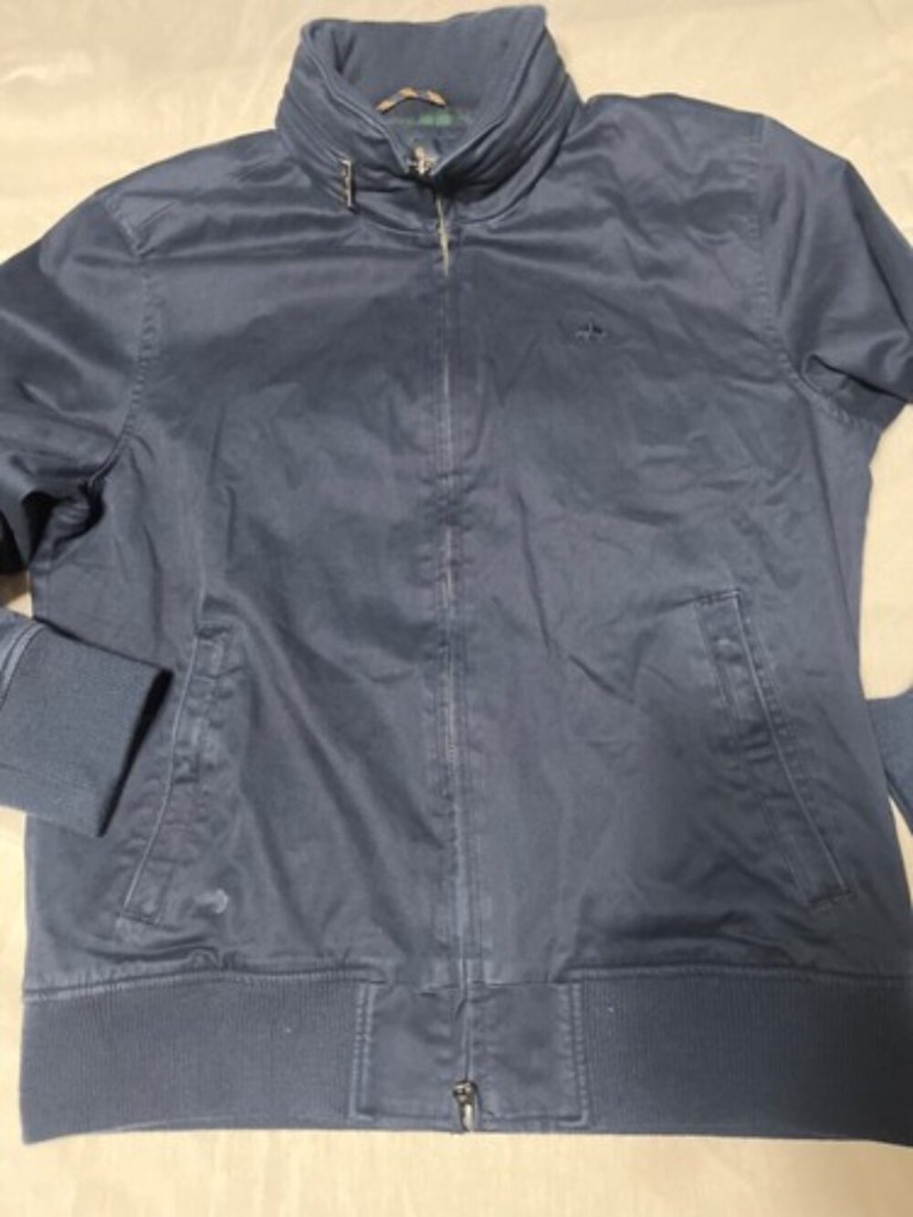 Brooks Brothers Hooded Cotton Bomber Jacket, Navy Blue, Size Medium